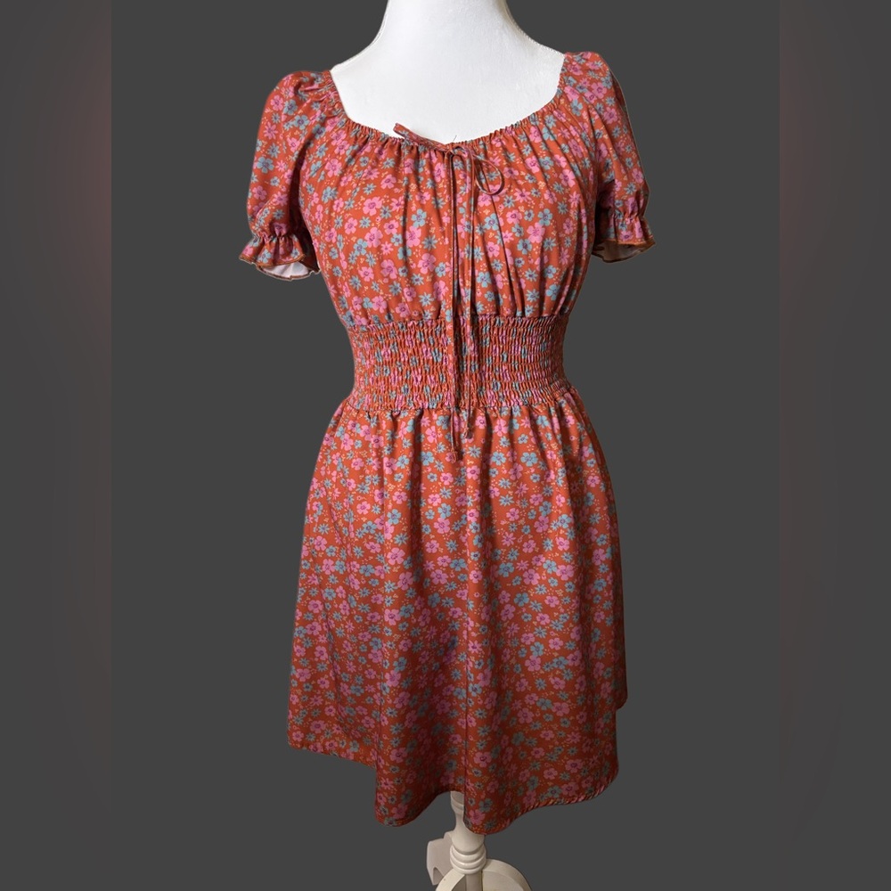 ROMWE Floral Smocked Dress
